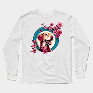 Joyful Harrier Embraced by Spring's Cherry Blossoms Long Sleeve T-Shirt